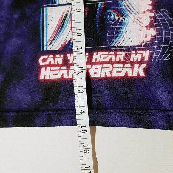 Anime hoodie womens size Medium purple tie dye cropped pullover NEON Underground - Picture 9 of 9